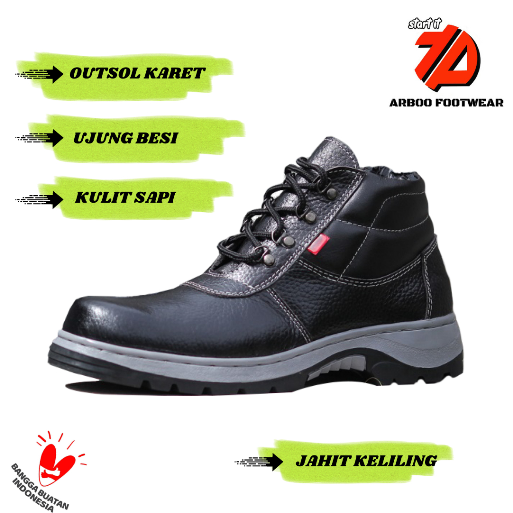 Sepatu cheetah Safety Pria cheetah model arboo Sepatu Safety Kerja Lapangan Proyek Ujung Besi Kitche