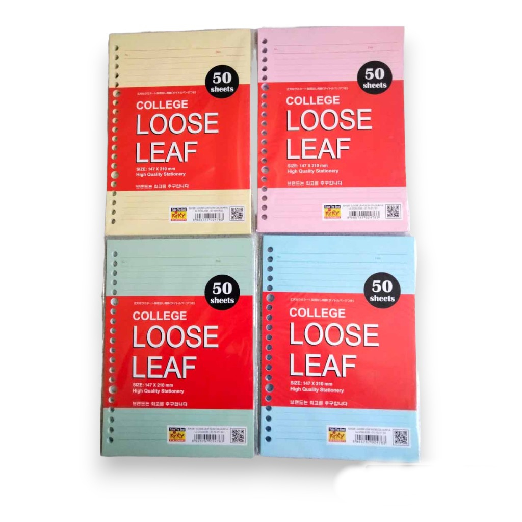 

Loose Leaf KIKY A5 50 Colourful Kertas Binder A5 50 Lembar Warna - Warni Ketas File Warna