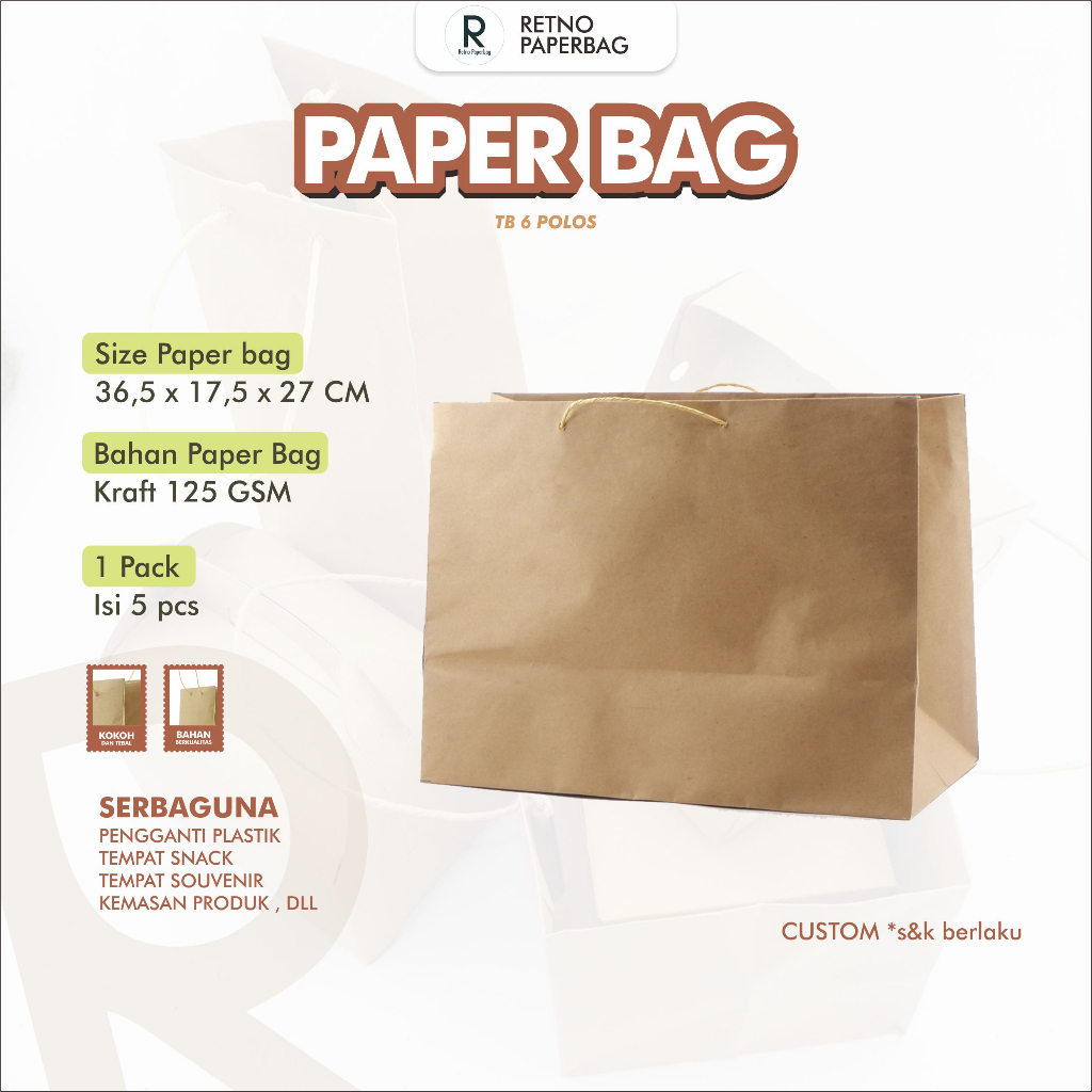 

Paper Bag Besar Lebar Polos Tas Serbaguna Murah TB6-Retno Paperbag