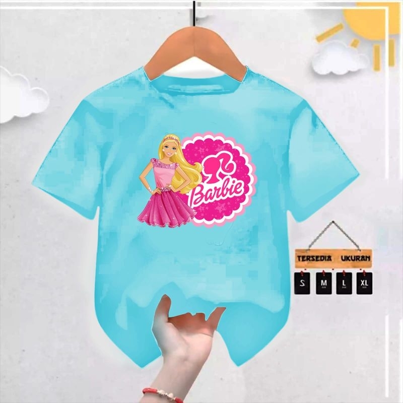 kaos anak anak Barbie model bulet 1/10tahun