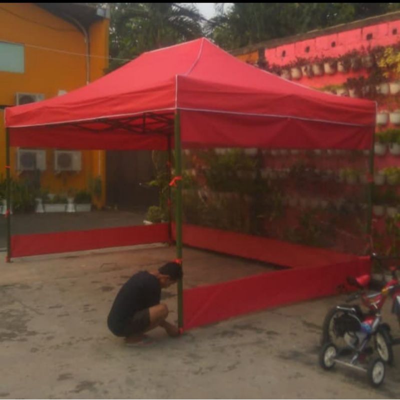 tenda lipat 3x4,5 super premium besi 1,5 in set dinding