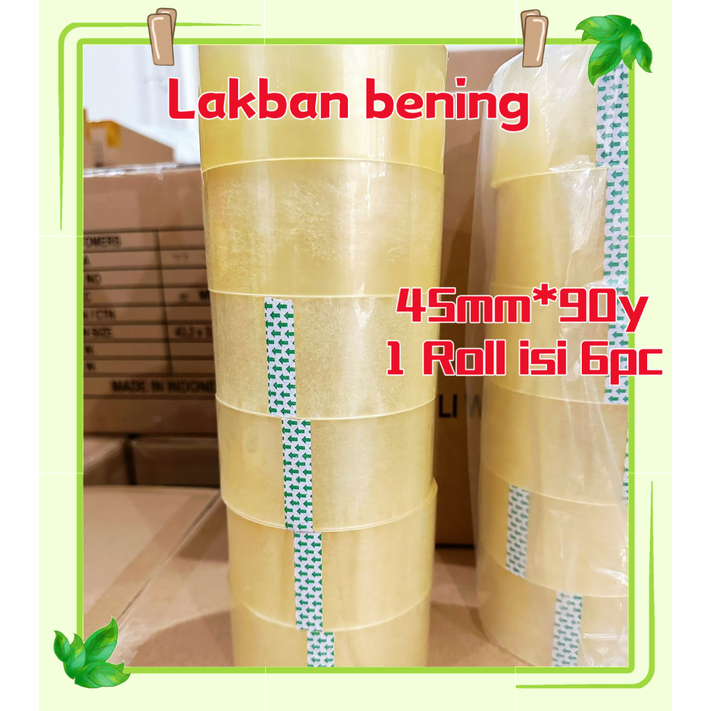 

[TERJANGKAU 1Roll isi 6pc] lakban bening/OPP Tape /coklat/kuning 45mm x 90 yard