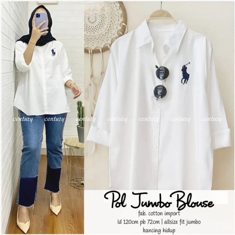 Jumbo Blouse wanita jumbo atasan putih wanita blouse jumbo blouse putih blouse katun import blouse m
