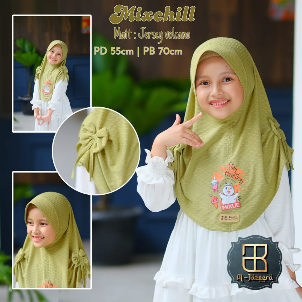 (PROMO) Hijab Anak Mixue Kode Mixchill / Jilbab Anak Karakter Lucu / Hijab Anak Jersey Adem Premium 