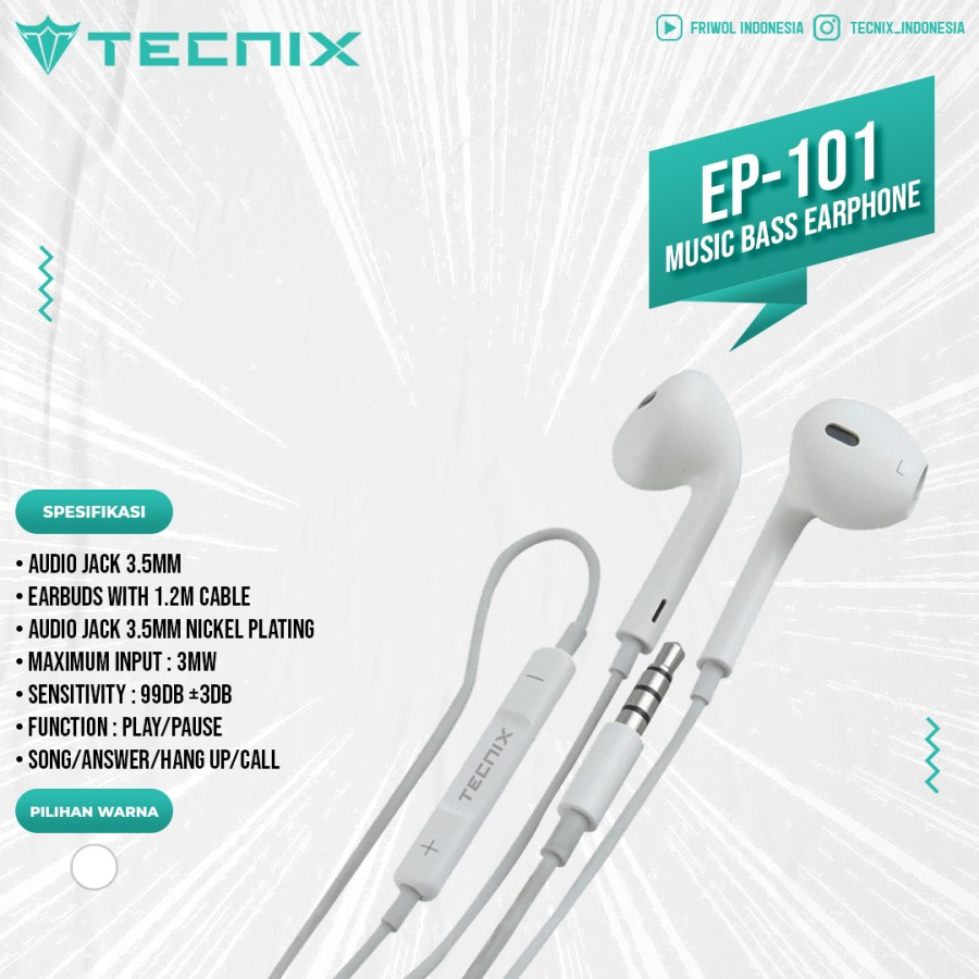 Headset Earphone TECNIX EP-101 1 kabel 1.2m