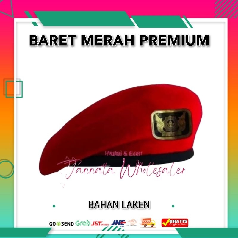 Baret Merah Laken | Baret Kopasus Baret Pemuda Pancasila | Baret Merah Bahan Premium