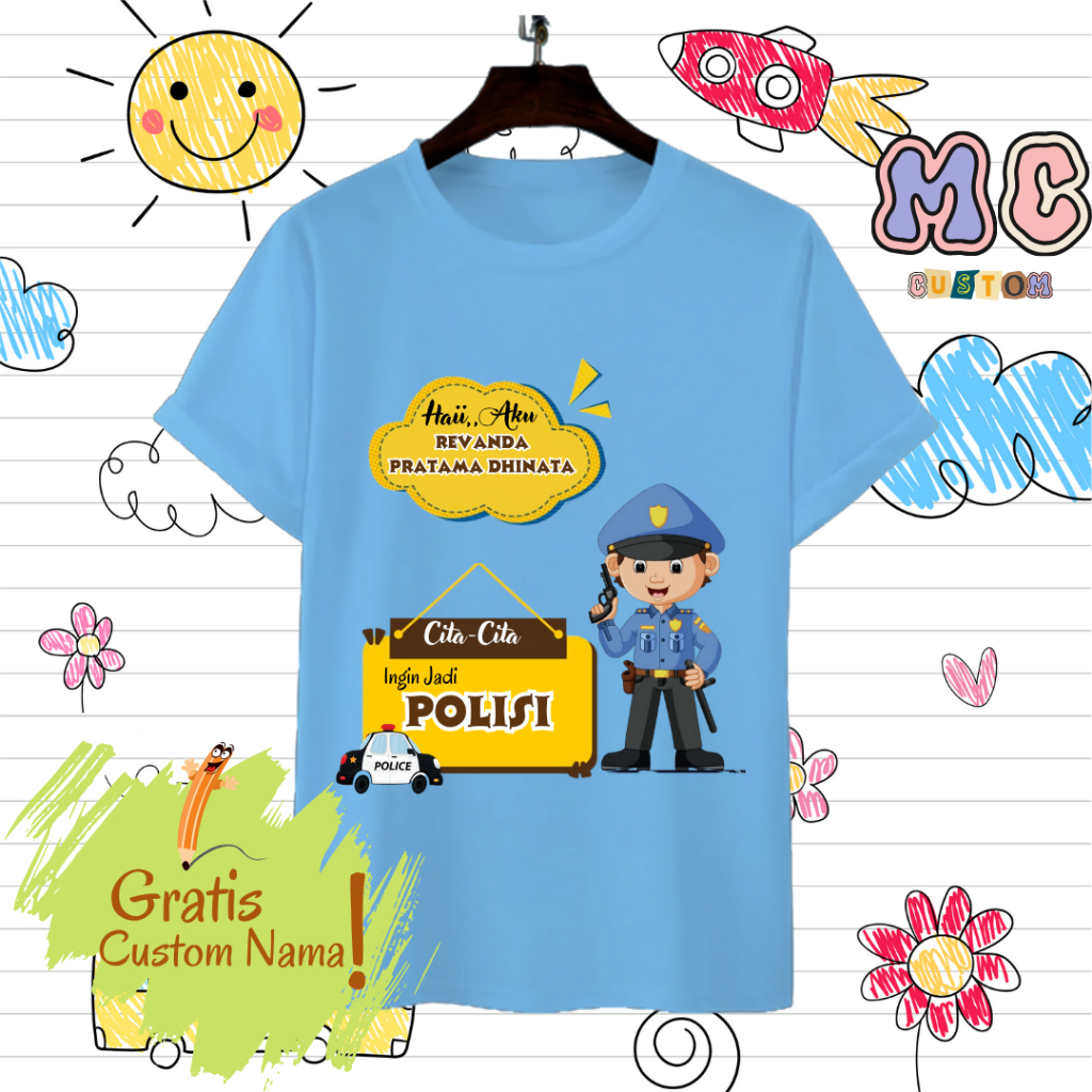 KAOS ANAK CITA-CITA | FREE CUSTOME FOTO / KARAKTER | FREE CUSTOME NAMA | mubaroqcustome