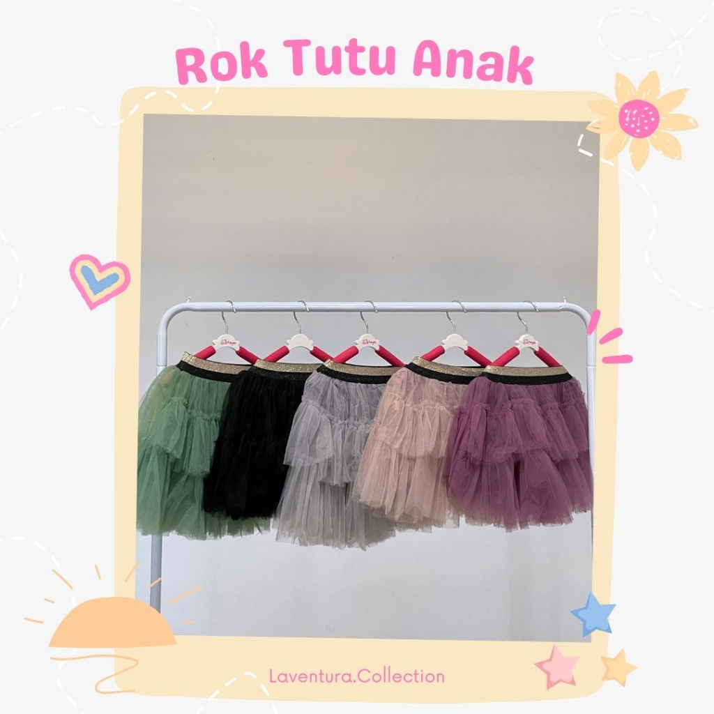 Rok Tutu Pendek Anak Premium- Import Rok 2 Tingkat