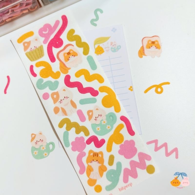

Bitpeep Sticker Sheet - Confetti Deco | Duck Chicken Cat Stiker Journaling