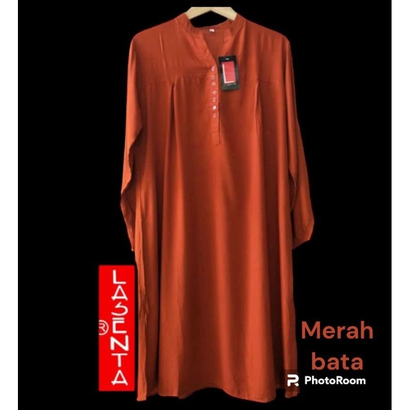 Tunik polos rayon merah bata Tunik katun rayon Tunik polos jumbo Lasenta by avishta d-sign Tunik ter