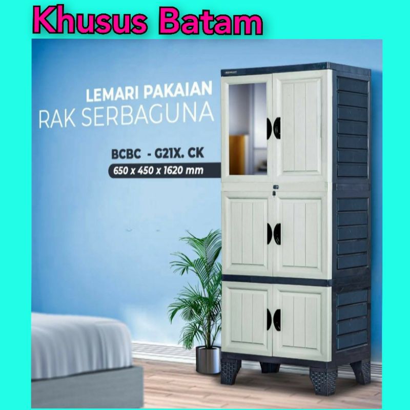 NAPOLLY LEMARI PAKAIAN PLASTIK BCBC.G21X.CK/lemari plastik 2pintu(KHUSUS BATAM)