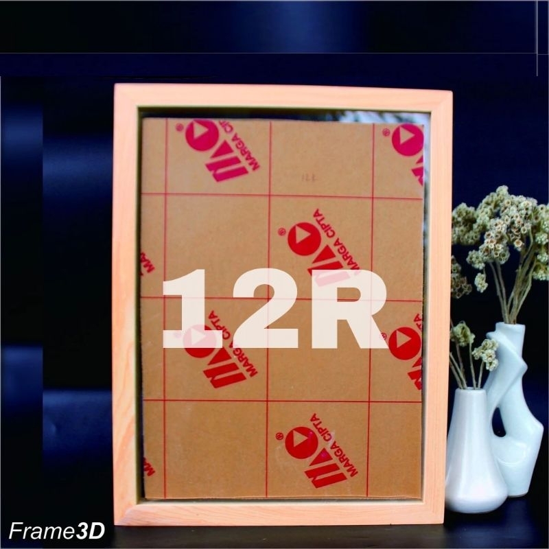 Pigura/Frame/Bingkai 3D kayu ukuran 12R(30x40) rongga 7cm