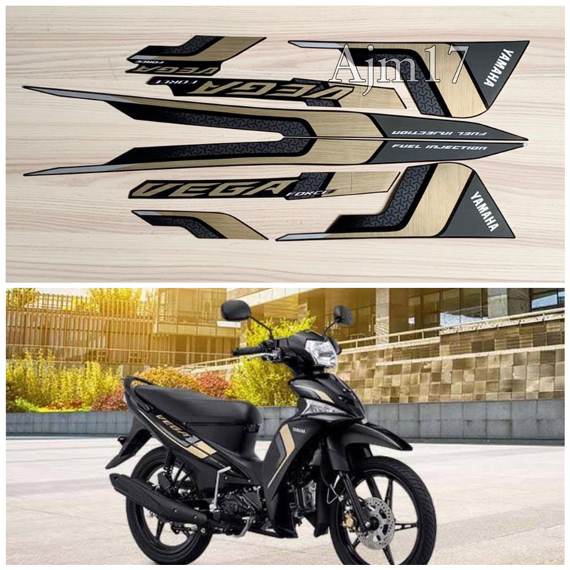 STIKER STRIPING VEGA FORCE 2021 HITAM LIS GOLD