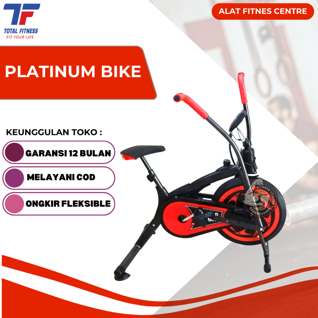 Total Fitness Sepeda Statis Platinum Bike Alat Fitness Sepeda Olahraga Air Bike Exercise Bike Fitnes
