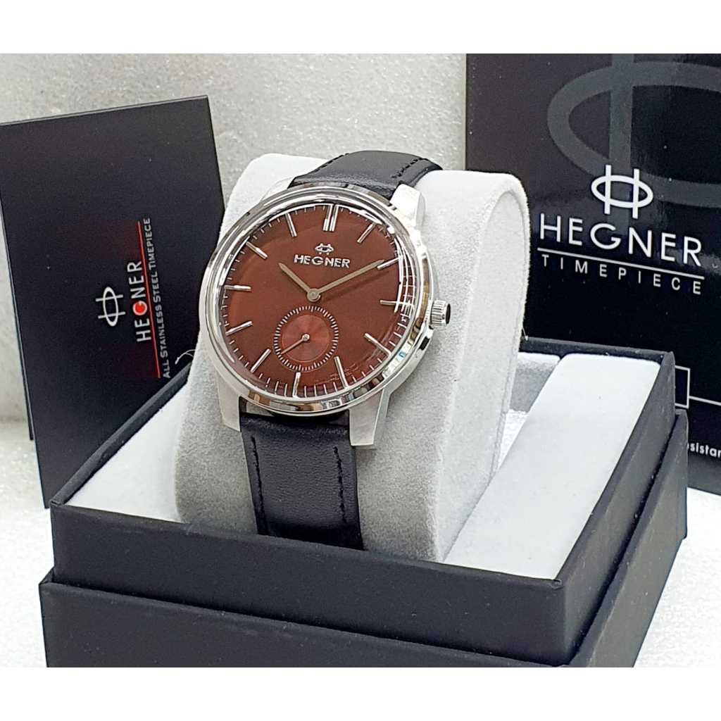 Jam Original Hegner 1637 Skon/Aktif Garansi Mesin 1 Tahun Case Stainless Silver