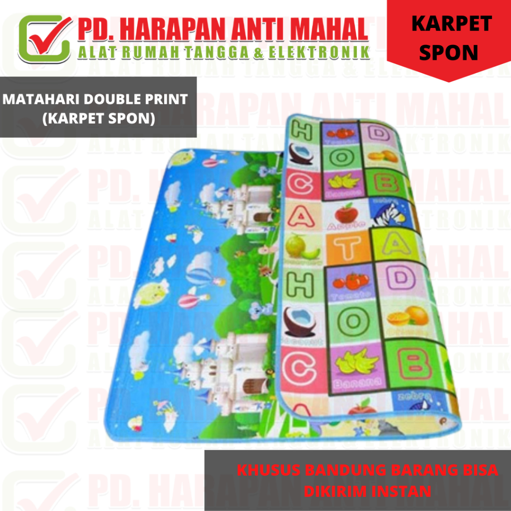 MATAHARI DOUBLE PRINT (KARPET SPON)/TIKAR BUSA FOAM TEBAL 6MM UKURAN CORAK BOLAK BALIK