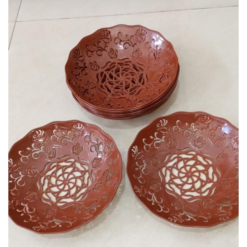 piring plastik motif kayu