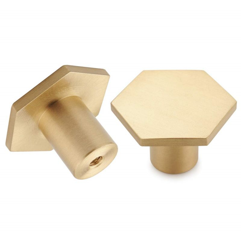 Gagang Pintu Lemari Kuningan Handle Laci Minimalis Hexagon Tarikan Laci Gold 30cm Handle Knob Laci