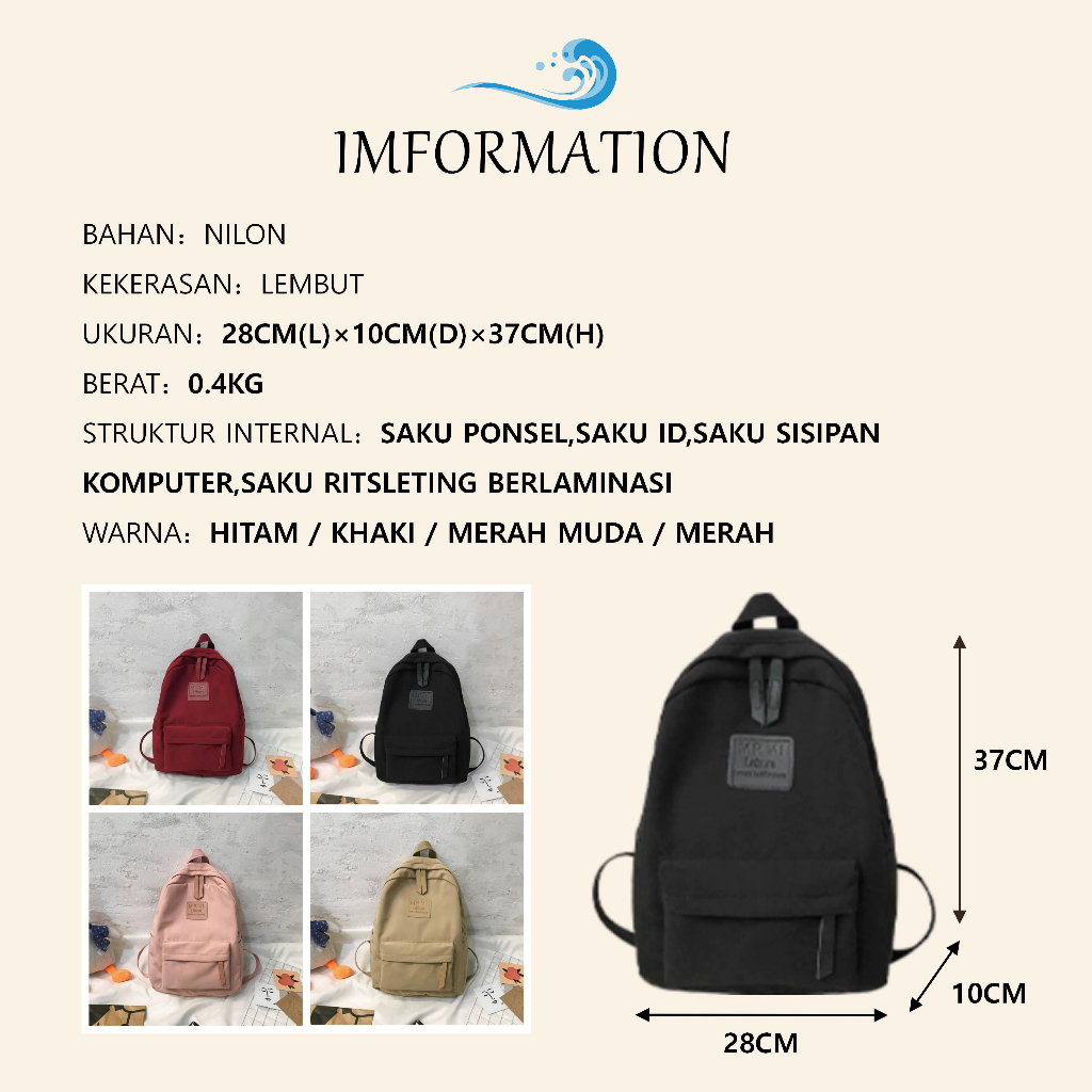 Limited Ready Cod Tas Ransel Wanita Korean Backpack Polos Baby Bag Baru Tas Ransel Eiger Anak