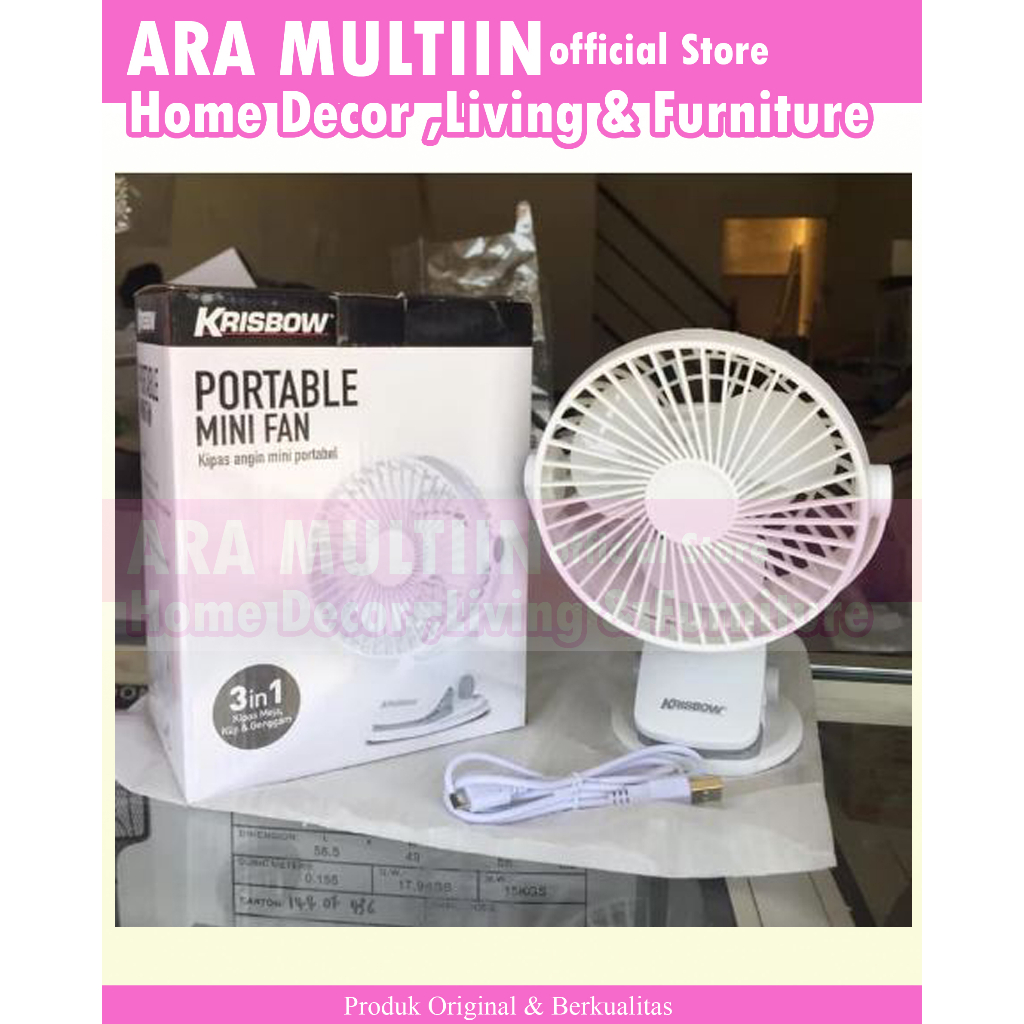 Krisbow Portable Mini Fan Clip Kipas Angin Meja Jepit Kipas Meja Kecil / Krisbow Kipas Angin