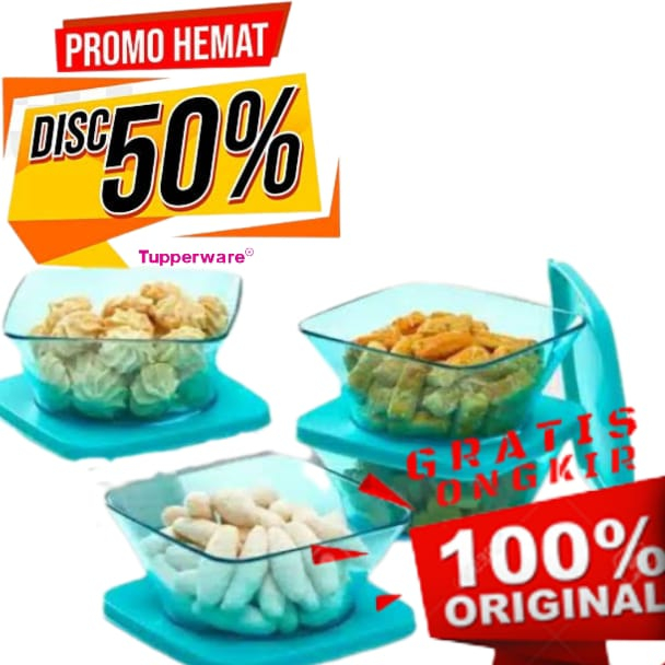 *MEWAH* DISC 50% Tupperware Kristal Clear Square Bowl | Tempat Makan Mangkok Multifungsi | Alat Maka