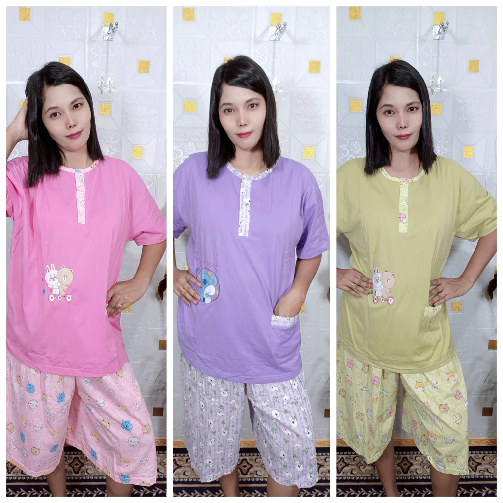 RM039 3/4 Nai Nai Premium Ukuran Super Jumbo Grosir Baju Tidur Wanita ukuran dewasa