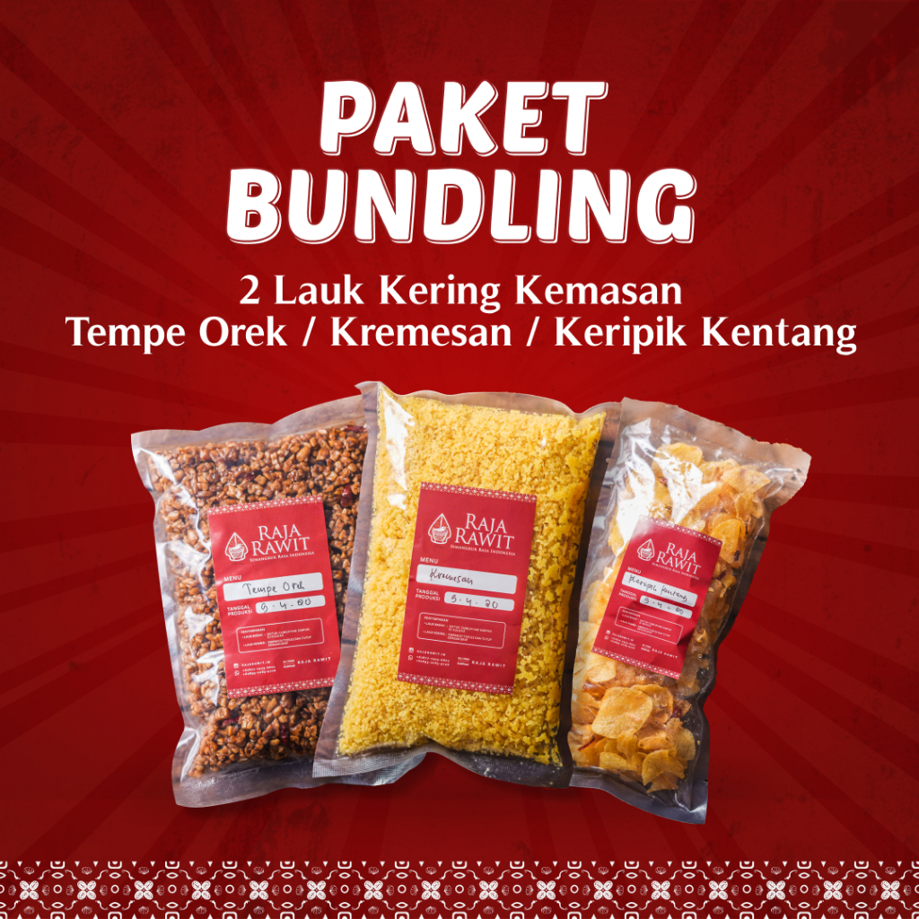 

Raja Rawit - Bundling 2pcs Lauk Kering Keripik Kremesan Tempe Orek