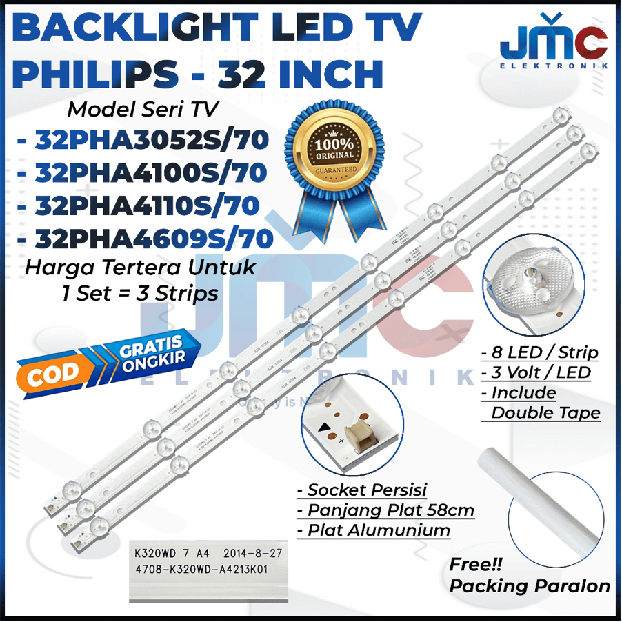 BACKLIGHT TV LED PHILIPS 32 INCH 32PHA3052S 32PHA4100S 32PHA4110S 32PHA4609S 32PHA3052/70 32PHA4100S