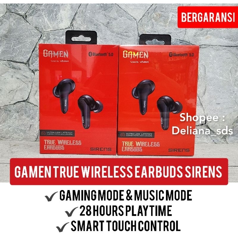 Gamen True Wireless Earbuds Sirens Garansi Resmi 1 Tahun TWS Gamen Sirens Headset Bluetooth Gamen Si