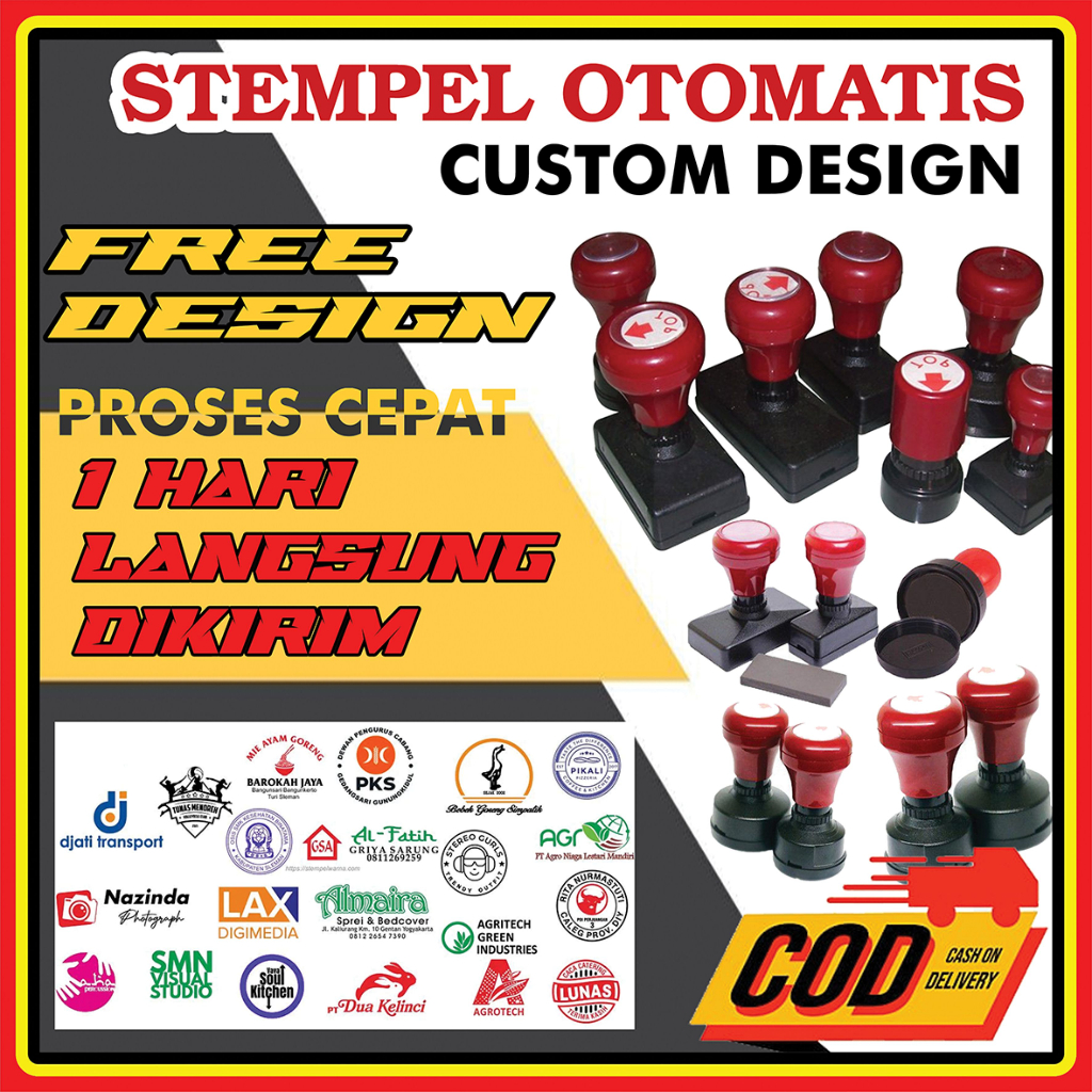 

Stempel Perusahaan, logo, nama tandatangan, lunas stample flash stemple praktis, stampel onlineshop siap pakai