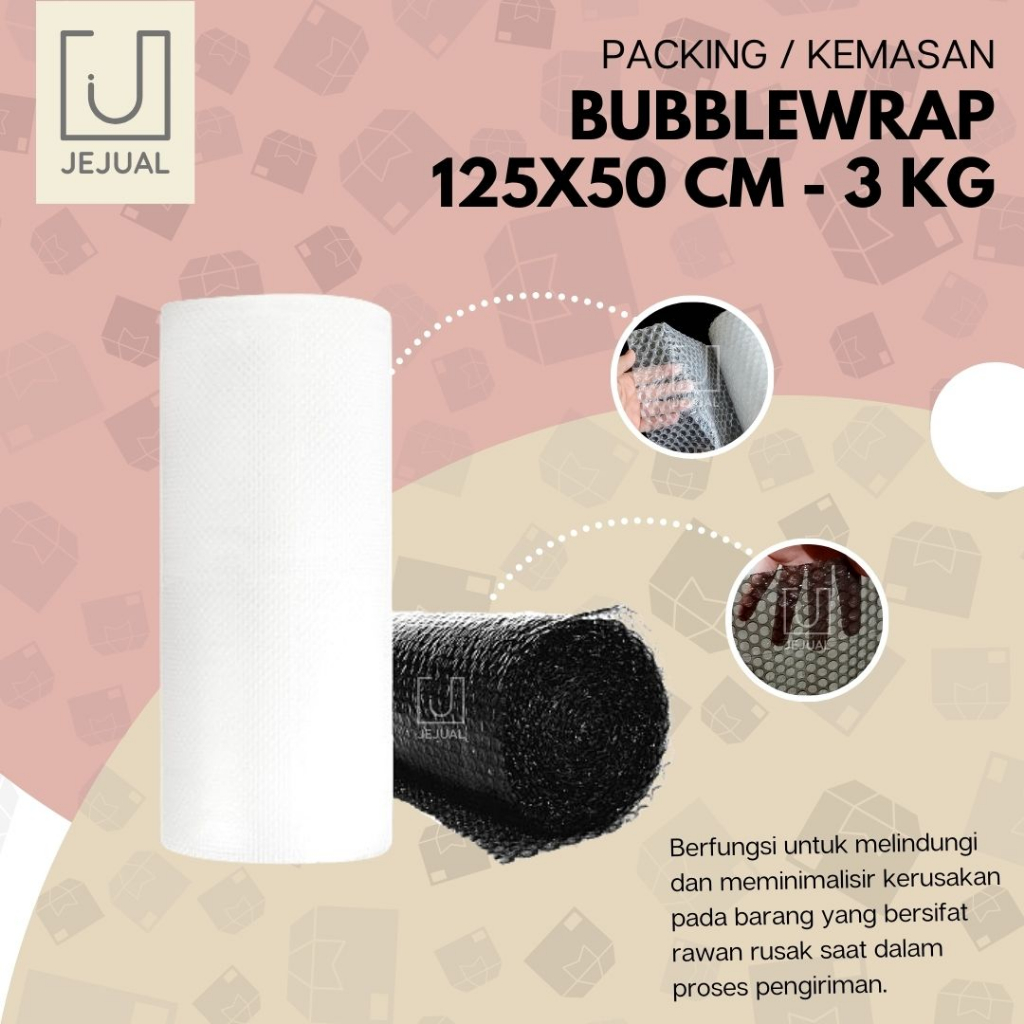 

BUBBLEWRAP 3Kg 125x50 Bubble Wrap 125 x 50 cm Hitam/Putih/Bening 1 Roll