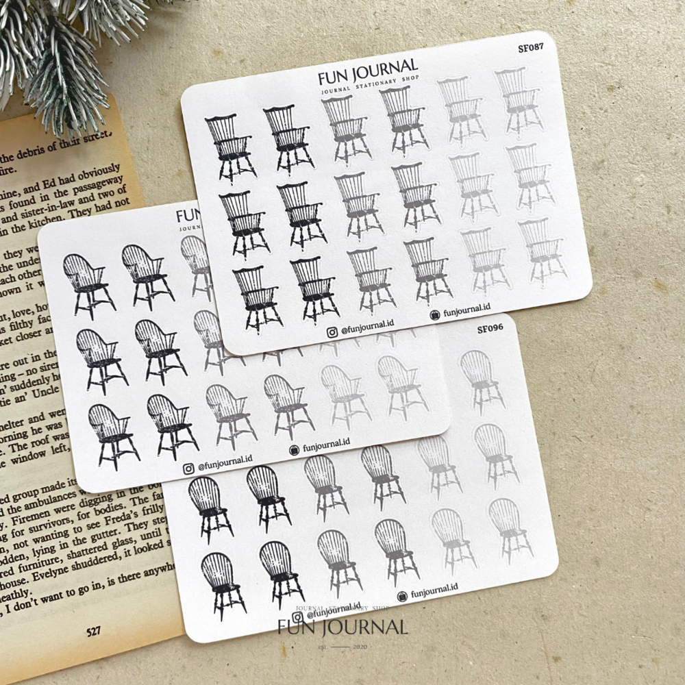 

CLASSIC CHAIR STAMP STICKER STIKER SHEET UNTUK JOURNAL JURNAL PLANNING PLANNER SCRAPBOOK DIY BUJO