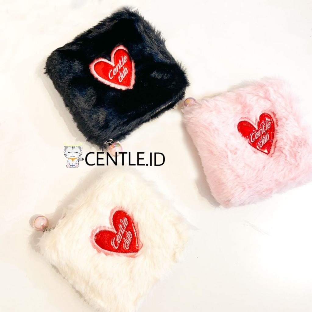 CENTLE.ID dompet bulu centle.id lonely club purse sleting mutiara uk 14 x 14 x 3 cm COD fashion Wani