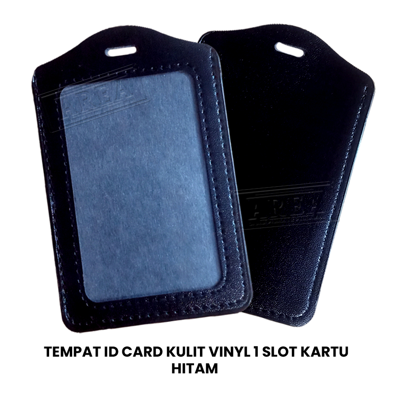 

Tempat ID Card Kulit Hitam Potrait/Vertikal/Berdiri/Case Vinyl Hitam Tanpa Tali