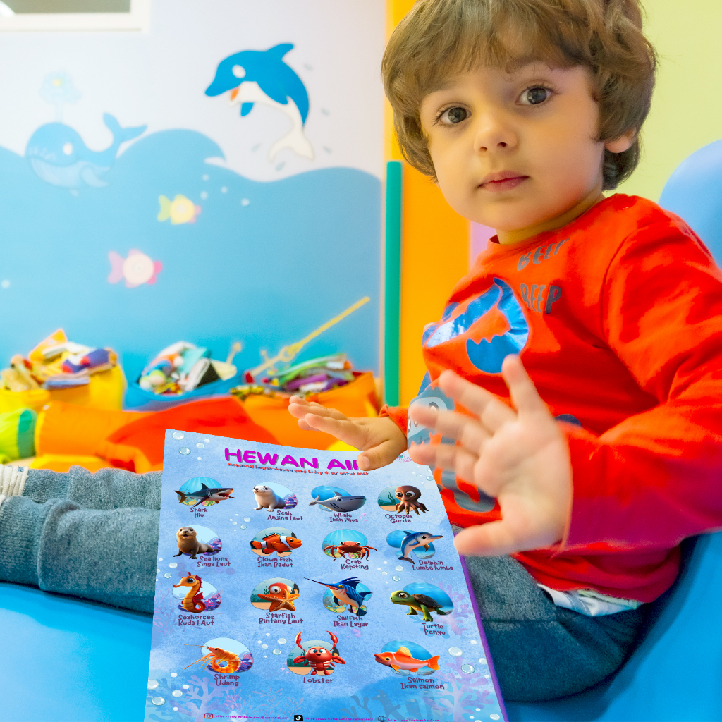 POSTER PROFESI HEWAN DARAT DAN AIR poster dinding anak poster anak murah mainan anak SD