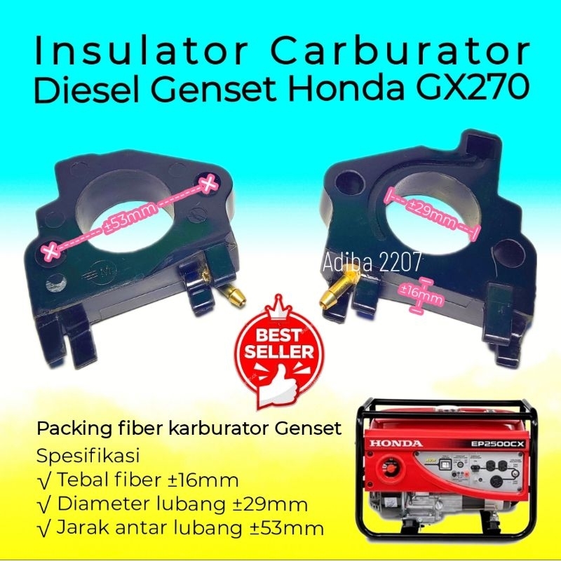 Paking fiber insulator carburator mesin diesel genset bensin 3kw engine penggerak honda GX270