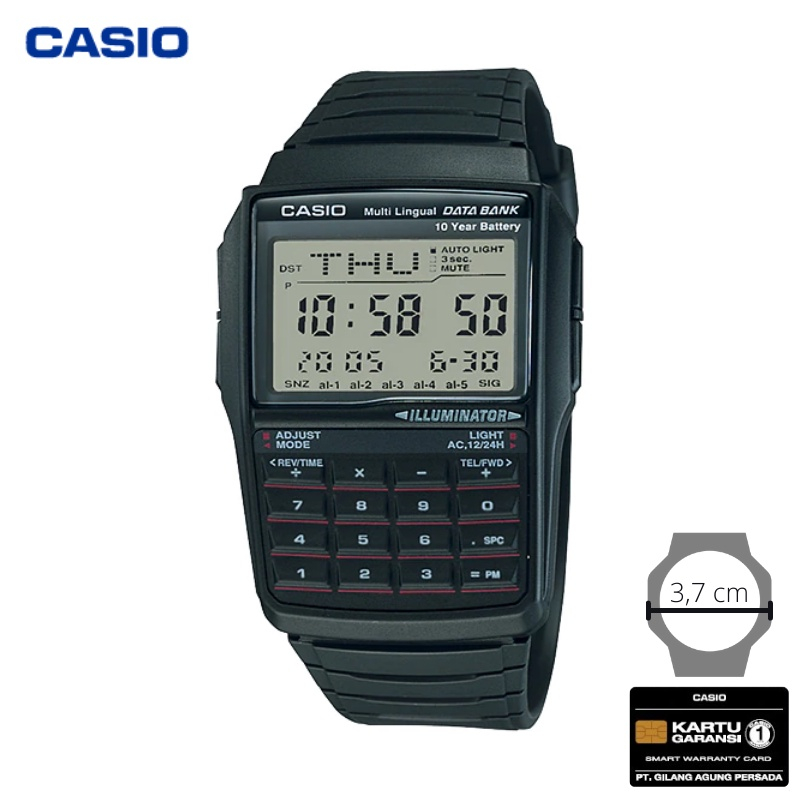 JAM TANGAN PRIA CASIO CALCULATOR DATABANK DBC-32-1A ORIGINAL - DBC32 KALKULATOR HITAM CASIO ORIGINAL