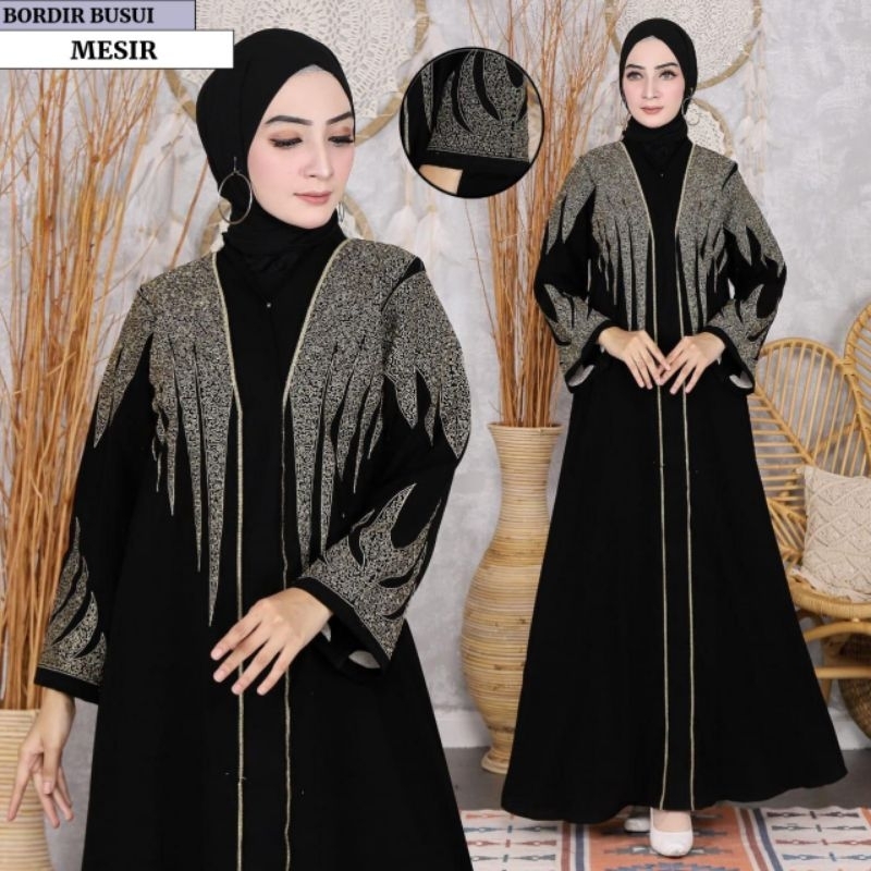 Abaya Saudi Abaya hitam bordir mewah simpel dubay harga grosir