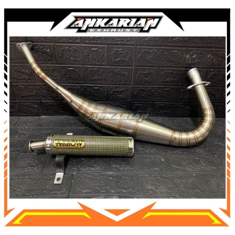 Knalpot RX King Repsol Kolong ARROW Karbon Kevlar Hijau