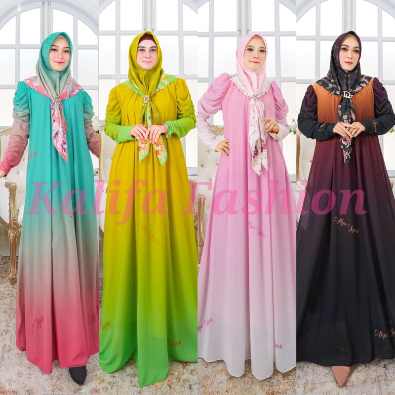 RAUDHAH SERIES BY ALYA SYARI / GAMIS SET SCARF / GAMIS MUSLIMAH / DRESS SYARI / BAJU SYARI BRANDED