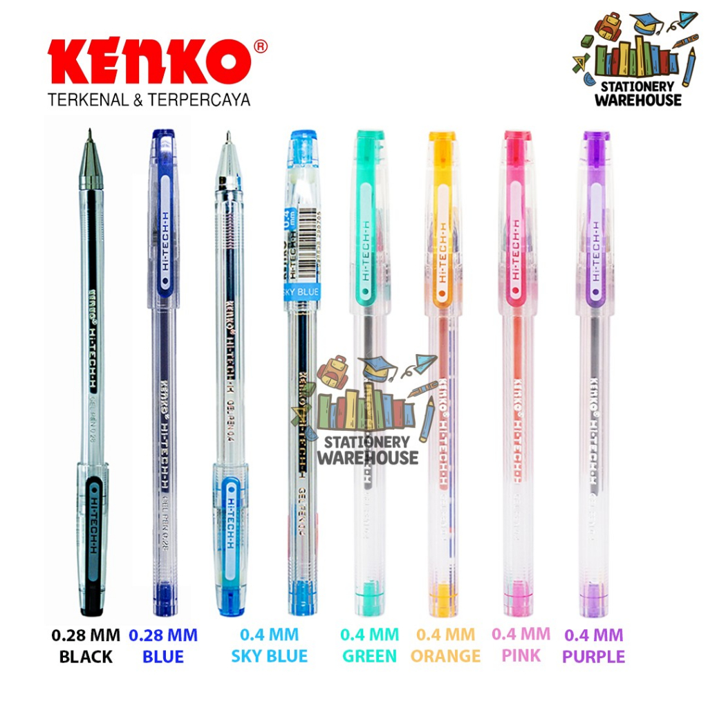 

Pulpen / Pena KENKO Gel Pen Hi-Tech-H 0.28Mm 0.4Mm Black Blue Pink Green Sky Blue Orange Purple