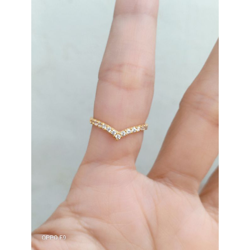 cincin Fuji perak asli 925 di lapisi emas 22karat
