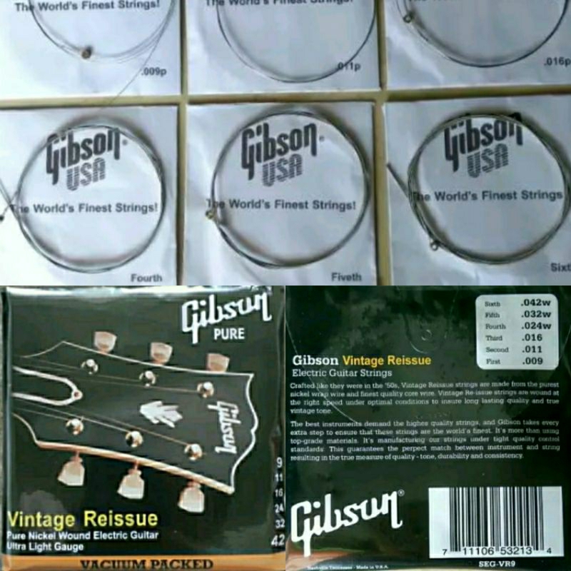 senar gitar gibson satu set senar elektrik akustik