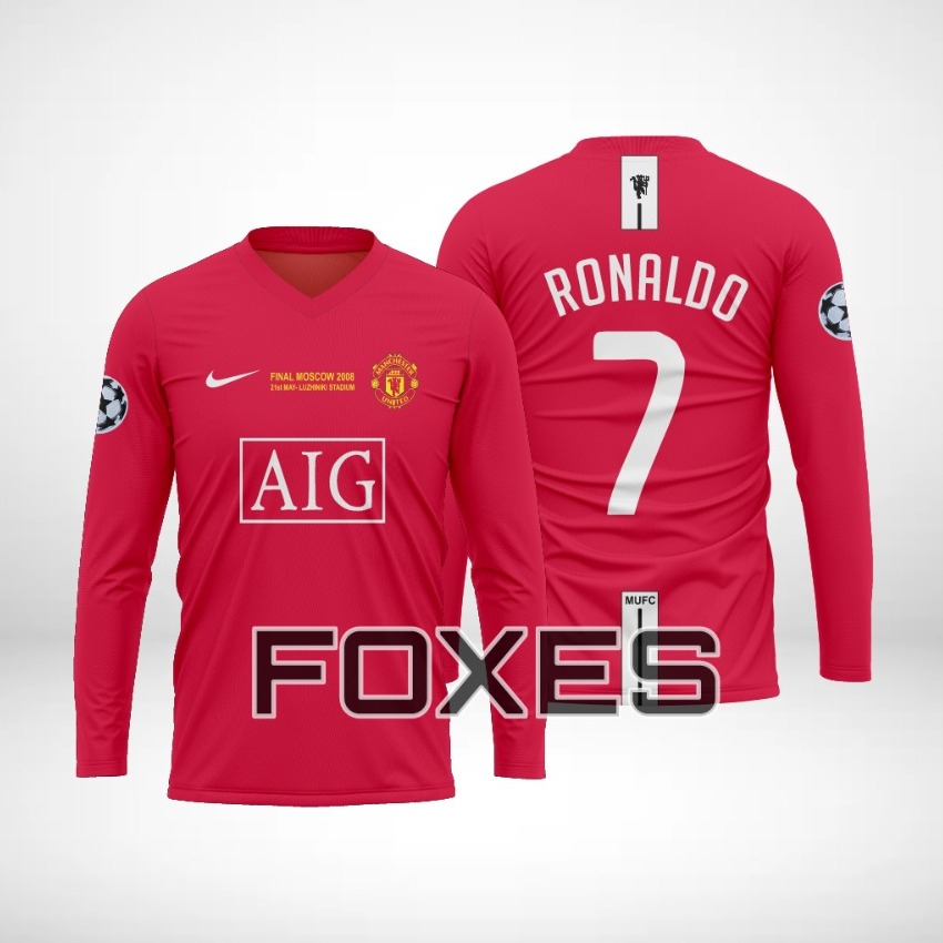 JERSEY MANCHESTER UNITED FINAL CHAMPIONS RONALDO 2008 FULL PRINTING