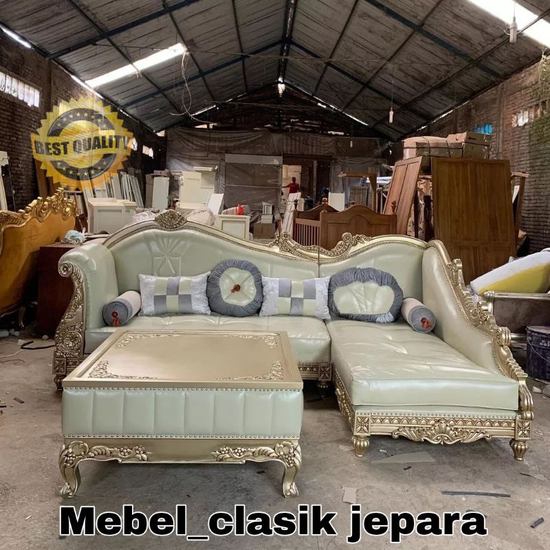 kursi tamu sudut ukir jepara/sofa tamu L mewah kayu jati