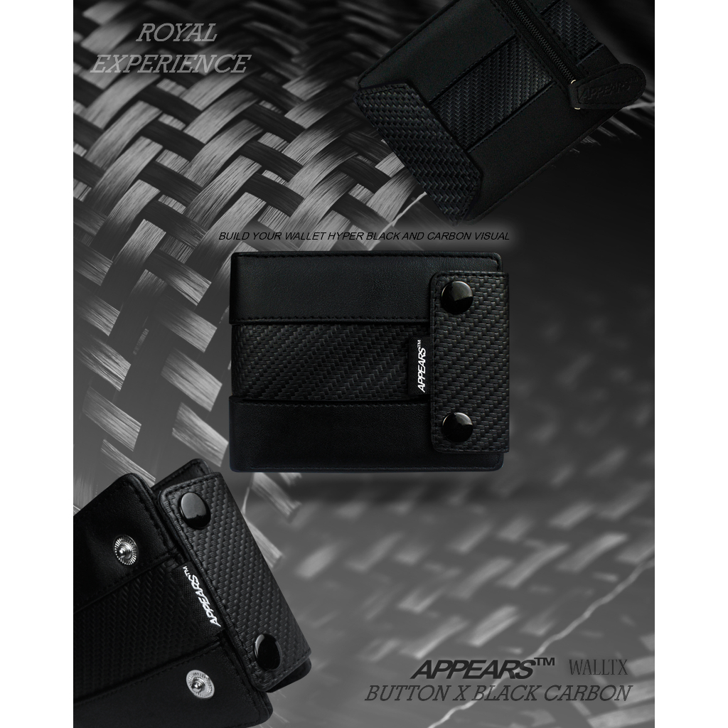 HOT SALE Appearstm - (Button X Carbon Black) Wallet Dompet Dompet Lipat Dompet Pria Wanita