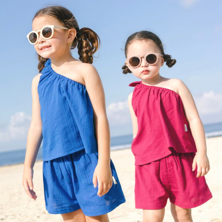Adele Set | Setelan Anak Perempuan One Shoulder | Monami