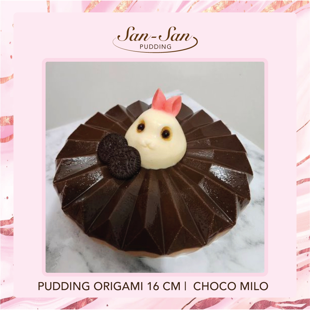 

[Sansan Pudding] Puding Origami Bunny Kelinci Rasa Choco Milo (size 16 cm) - Pudding Hampers cokelat milo