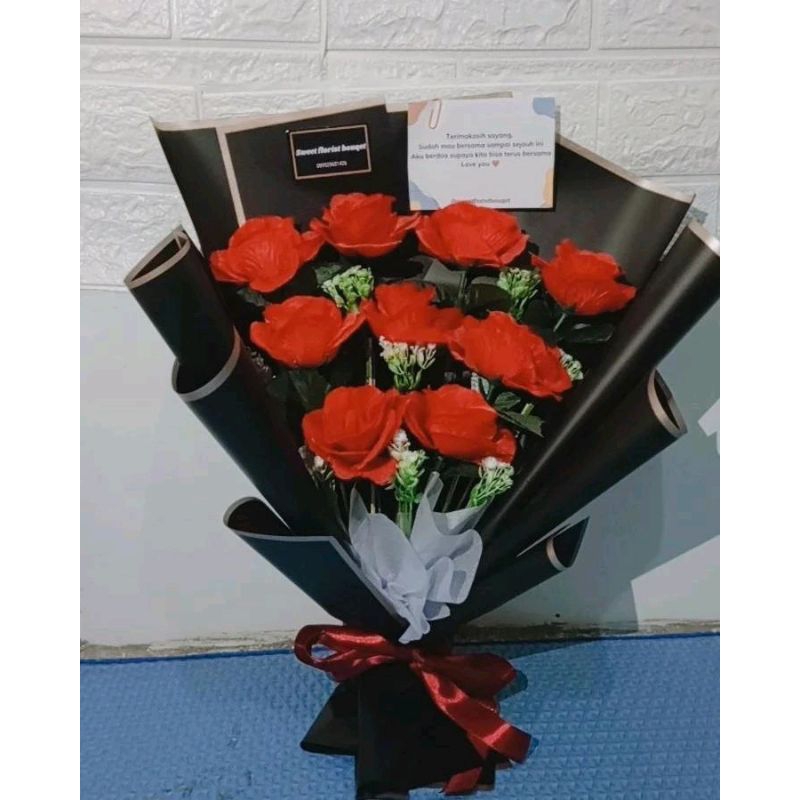 LANGSUNG KIRIM 30 MENIT Buket bunga cowok cewek artificial Wisuda ultah anniversarry bucket bunga bu