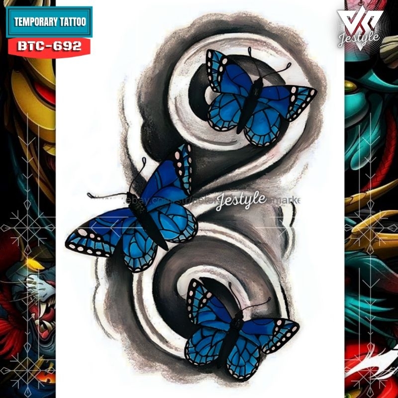 [BTC-692] Tato Temporer Temporary Tattoo kupu-kupu